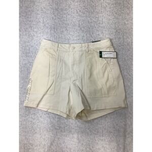 Alpine Design Womens 8 Mixed Fabric Shorts Off White Corduroy Pocket High Rise..
